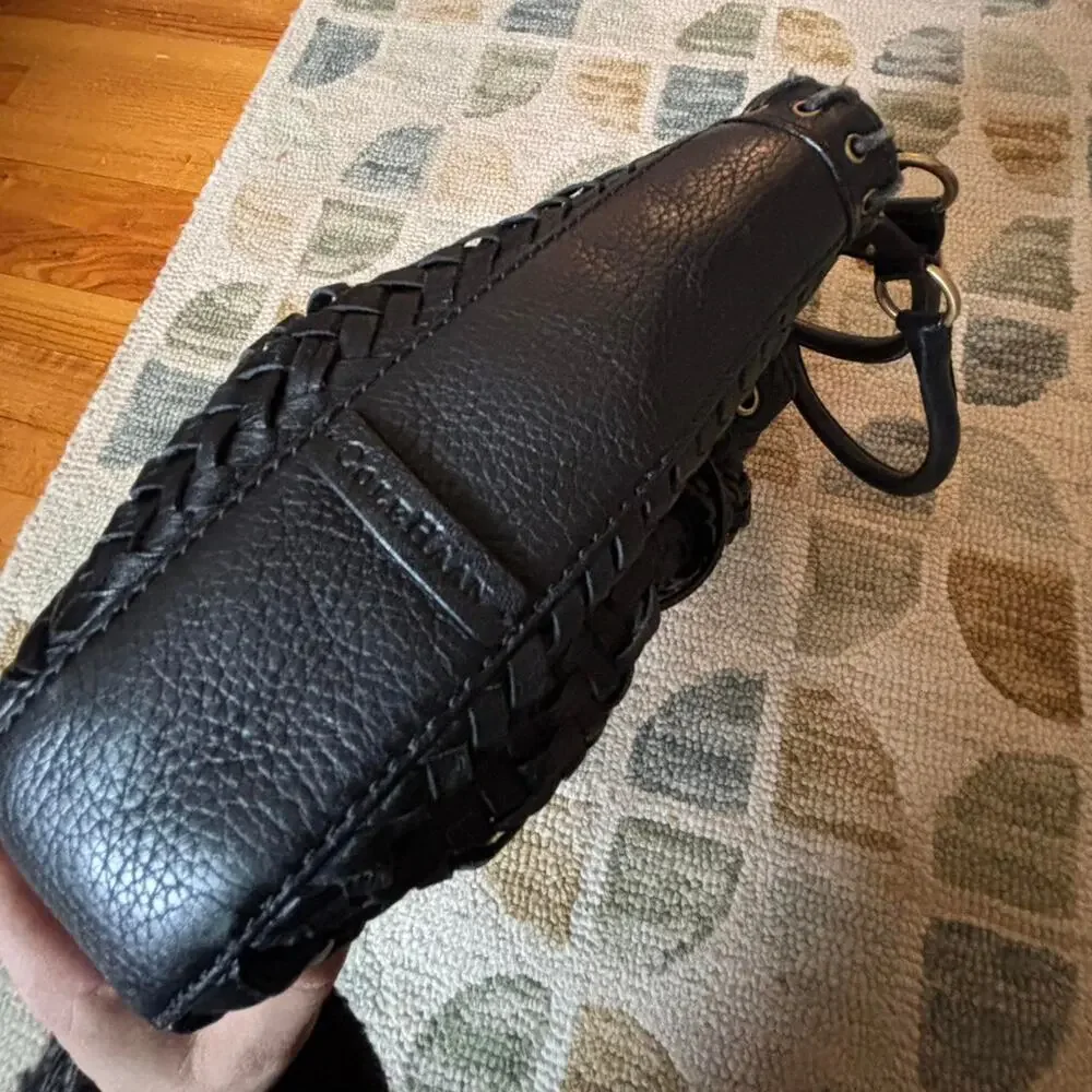 Cole Haan Leather Black Village Weave Bag, Medium, Hobo Bag, Excellent Condition